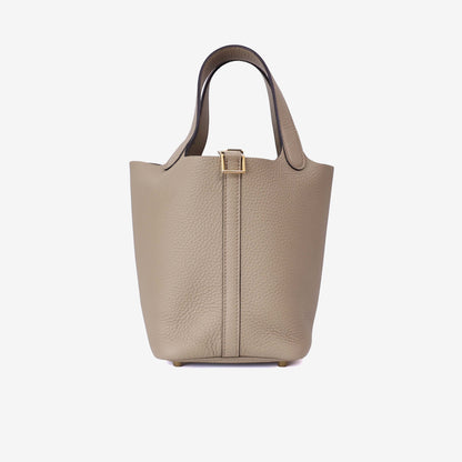 Hermès Picotin 18 in Beige Marfa Clemence Leather with Gold Hardware front view