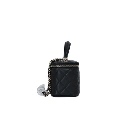 Chanel Small Top Handle Vanity Case With Chain in Black Lambskin with Gold Hardware (Contact to Enquire)