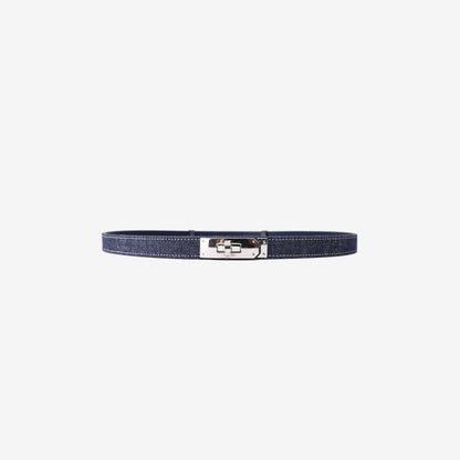 Hermès Kelly Jean 18 Belt in Indigo Denim with Palladium Hardware