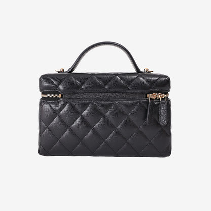 Chanel Top Handle Slim Vanity Case in Black Caviar Leather with Gold Hardware