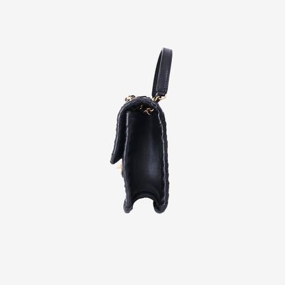 Chanel Braided Edge Flap Bag in Black Lambskin Leather with Gold Hardware