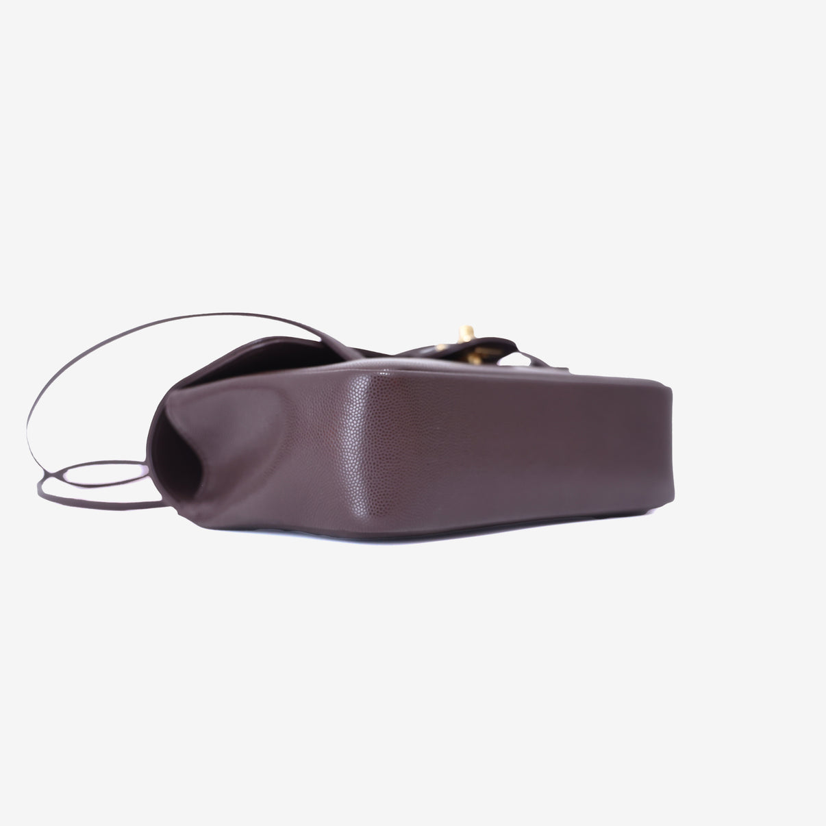 Chanel 26P Preppy Flap Small Bag in Brown Calfskin Leather with Gold Hardware bottom side view
