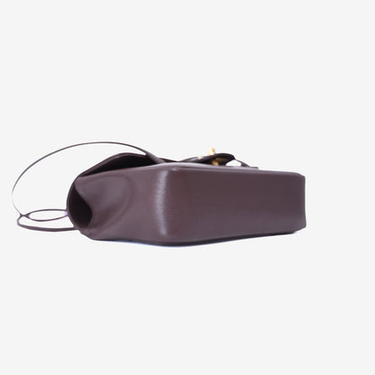 Chanel 26P Preppy Flap Small Bag in Brown Calfskin Leather with Gold Hardware bottom side view