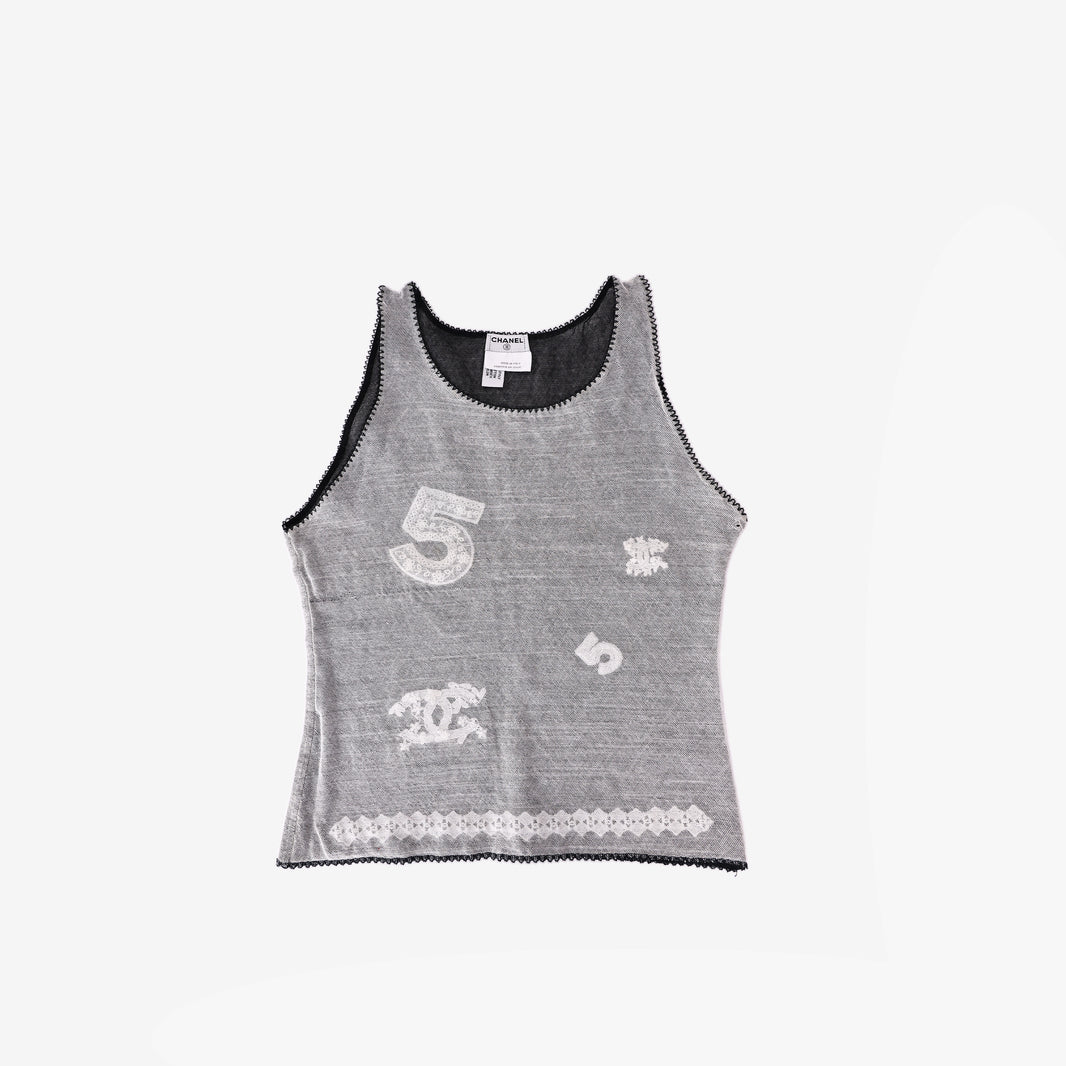 Chanel Mesh Top in Grey Cotton (Size 36)