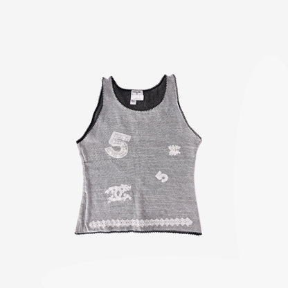Chanel Mesh Top in Grey Cotton (Size 36)