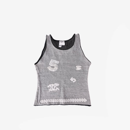Chanel Mesh Top in Grey Cotton (Size 36)