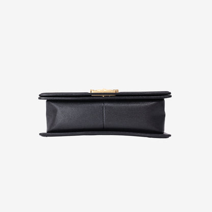 Chanel Medium Boy Bag in Black Caviar Leather with Gold Hardware