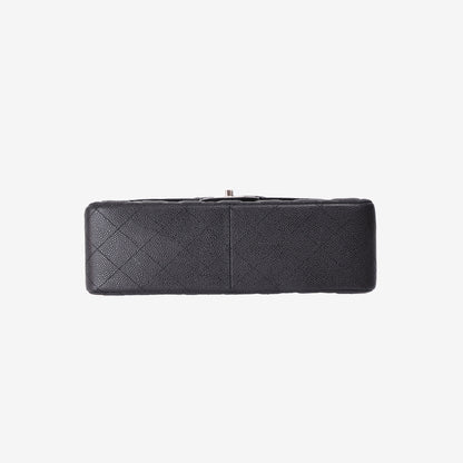 Chanel Jumbo Classic Double Flap Bag in Black Caviar Leather with Silver Hardware