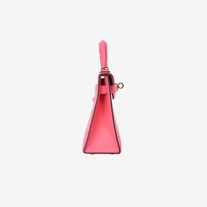 Hermès Mini Kelly 20 in Rose Lipstick Chevre Leather with Gold Hardware side view