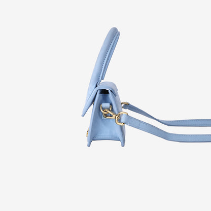 Jacquemus Le Chiquito Mini Bag in Light Blue Nubuck Leather with Gold Hardware