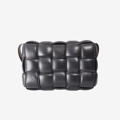 Bottega Veneta Padded Cassette Bag in Black Lambskin Leather with Silver Hardware