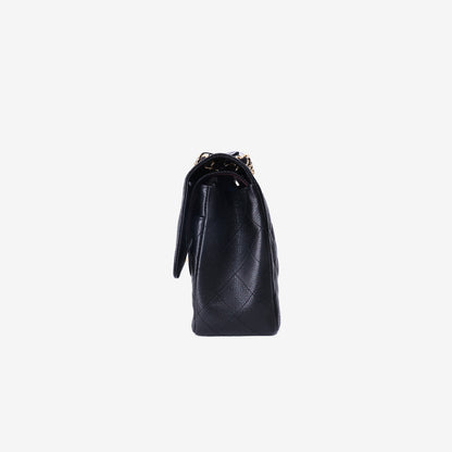 Chanel Classic Large Flap Bag in Black Caviar Leather with Gold Hardware