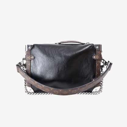 Louis Vuitton Vibe MM Side Trunk Bag in Black Calf Leather with Silver Hardware