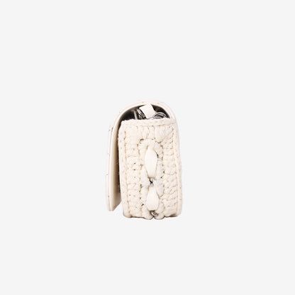 Chanel Mini Bag in White Lambskin Leather with Silver Hardware