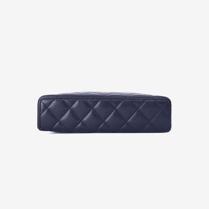 Chanel Long Vanity Case with Chain in Blue Caviar Leather with Gold Hardware bottom view