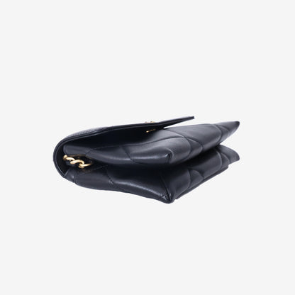 Chanel 19 Flap Clutch in Black Lambskin Leather with Gold Hardware