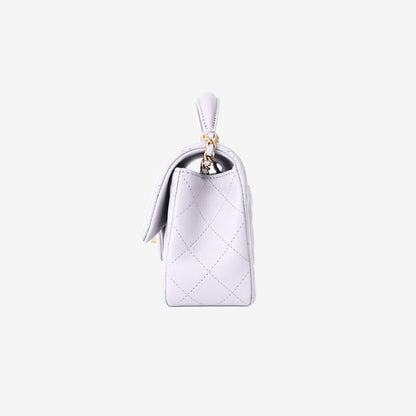 Chanel Top Handle Bag in Grey Lambskin with Gold Hardware