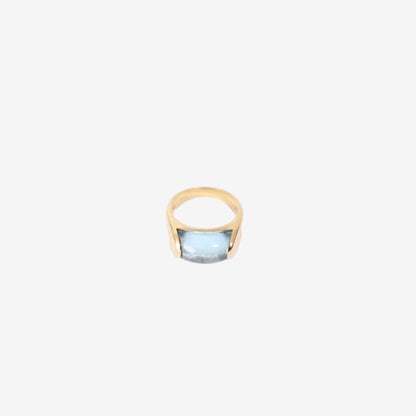 Bvlgari Vintage Tronchetto Dome Ring in 18K Yellow Gold with Blue Topaz