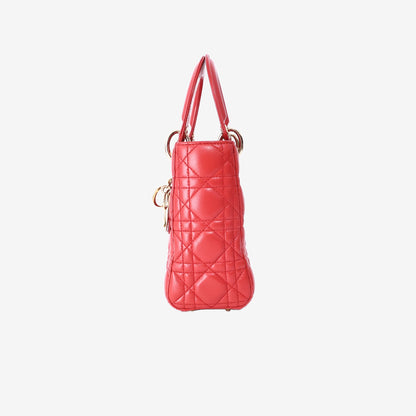 Dior My ABCDior Lady Dior Small Bag in Red Cannage Lambskin Leather with Gold Hardware