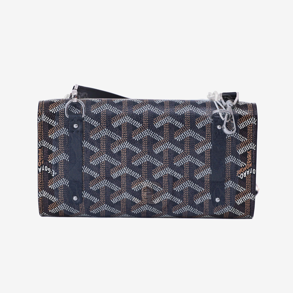 Goyard Monte Carlo PM Clutch in Black Goyardine Canvas with Leather and Wool Trim with Palladium Hardware back view