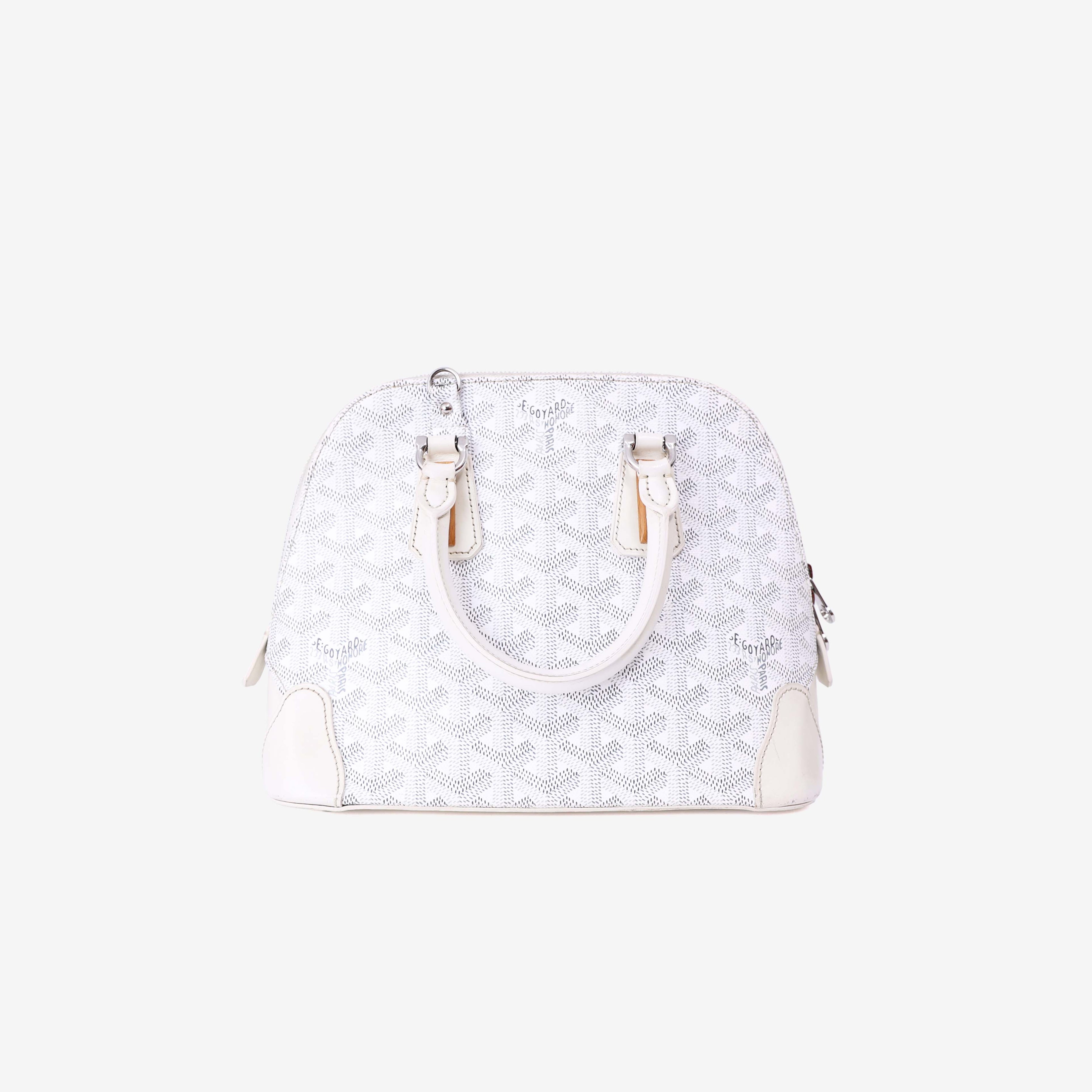 Goyard Mini Vendôme Handbag in White Goyardine Canvas back view