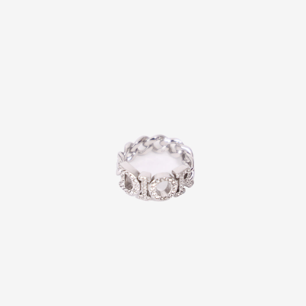 Dior Women's Ring in Silver-Tone Metal with Crystal Detailing