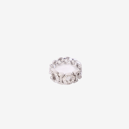 Dior Women's Ring in Silver-Tone Metal with Crystal Detailing