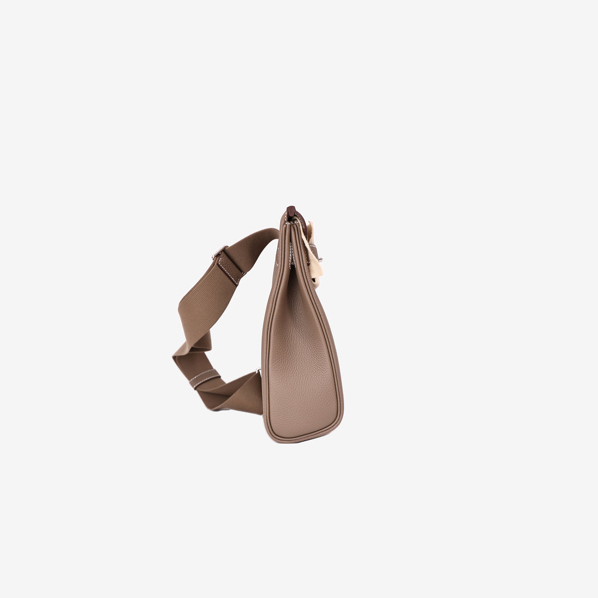 Hermès HAC à Dos PM in Etoupe Clemence Leather with Palladium Hardware side view