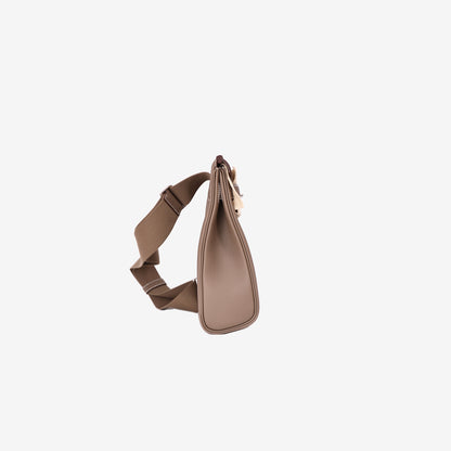 Hermès HAC à Dos PM in Etoupe Clemence Leather with Palladium Hardware side view