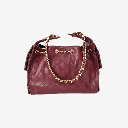 Chanel 25 Small Hobo Bag in Burgundy Lambskin with Gold Hardware