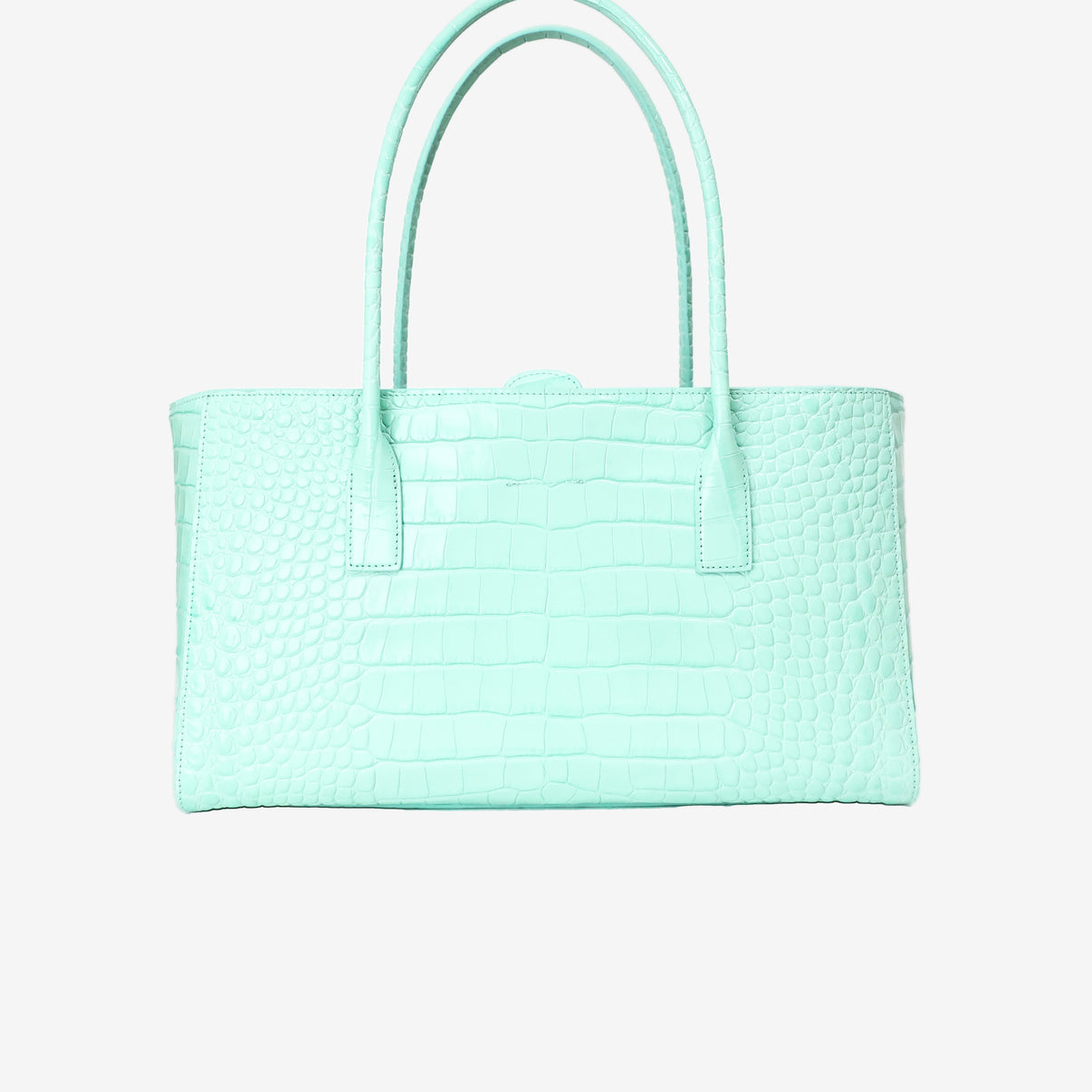 Chanel 26S Shopping Bag in Green Crocodile Embossed Calfskin Leather with Gold Hardware back view