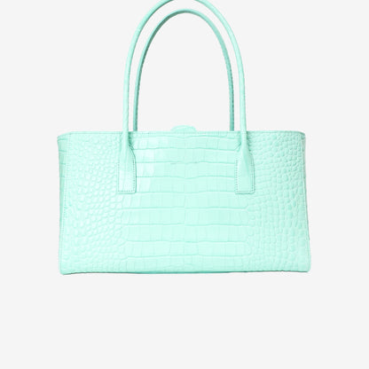 Chanel 26S Shopping Bag in Green Crocodile Embossed Calfskin Leather with Gold Hardware back view