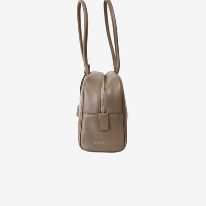 Chanel Large Bowling Bag in Dark Khaki Calfskin Leather with Gold Hardware (Contact to Enquire)