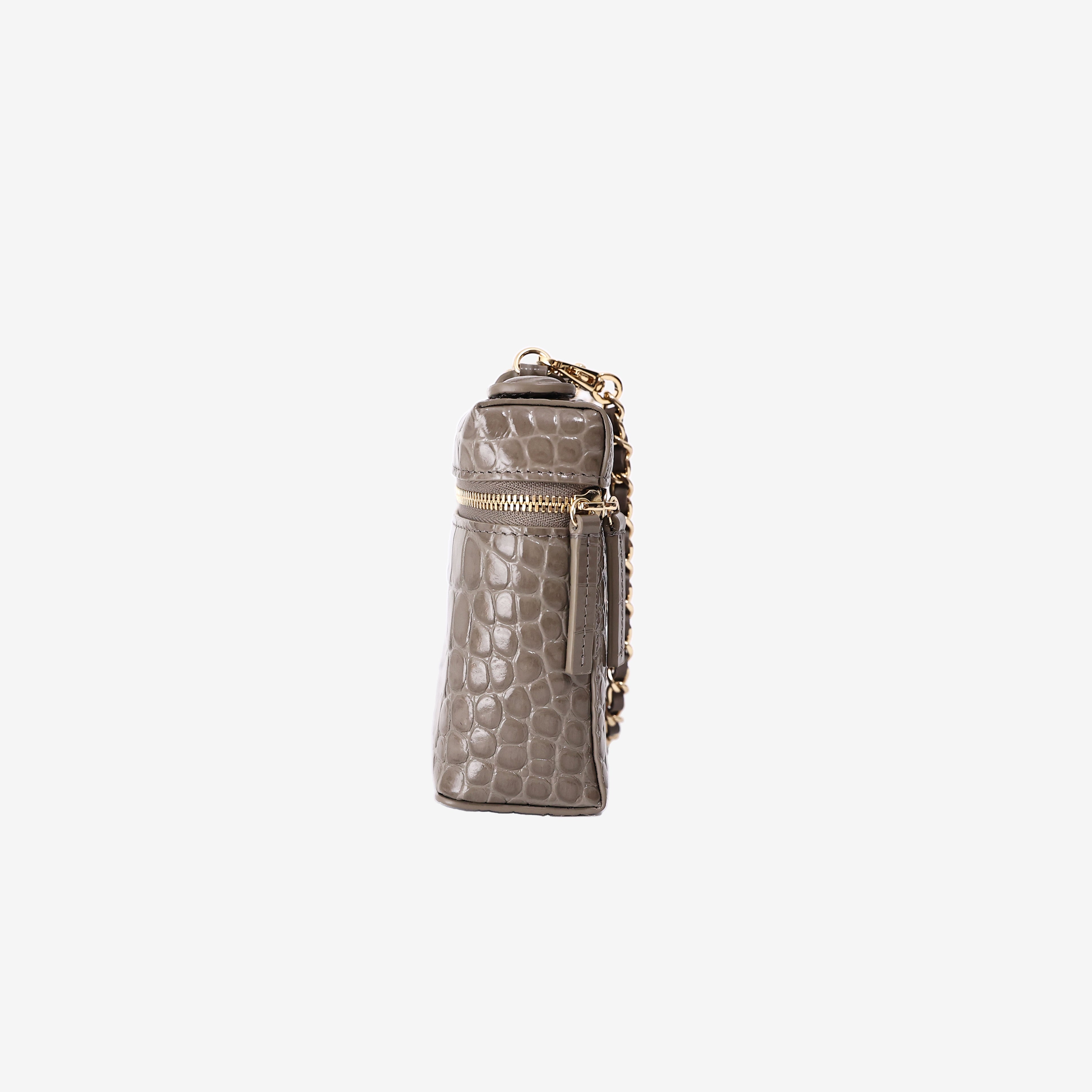 Chanel 26A Vanity Case in Khaki Crocodile-Embossed Calfskin