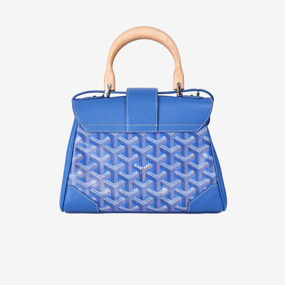 Goyard Saïgon Souple Mini Bag in Sky Blue Goyardine Canvas and Calfskin Leather with Palladium Hardware