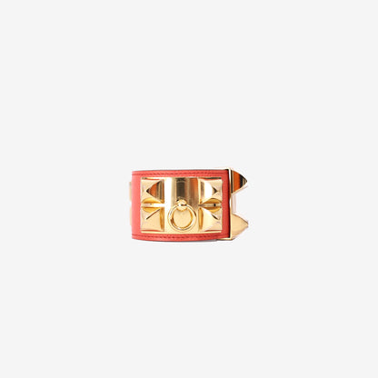 Hermès Collier de Chien Cuff Bracelet in Orange Epsom Leather with Gold Hardware