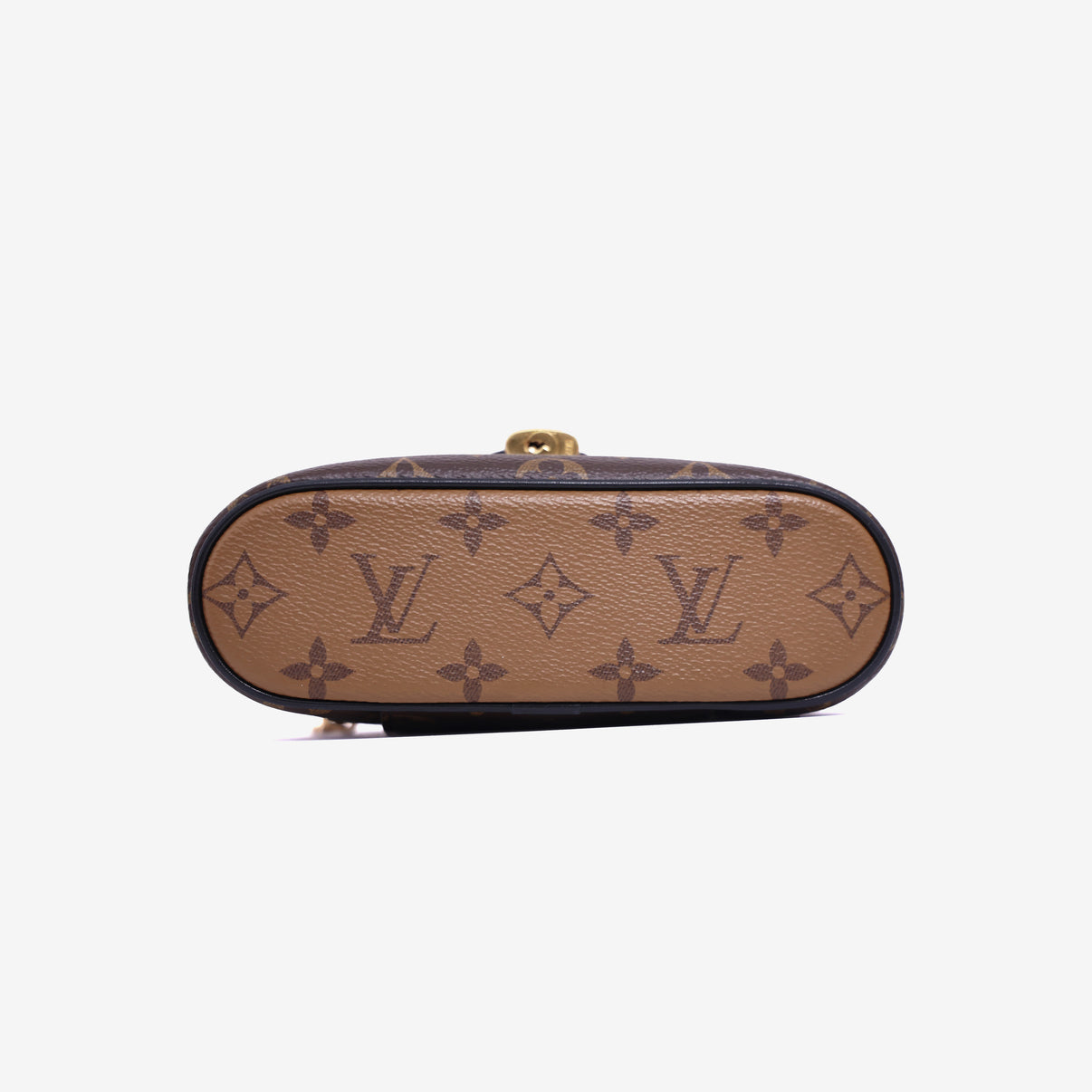 Louis Vuitton Vanity Chaine Pouch Bag in Brown Monogram Reverse Canvas with Gold Hardware bottom view
