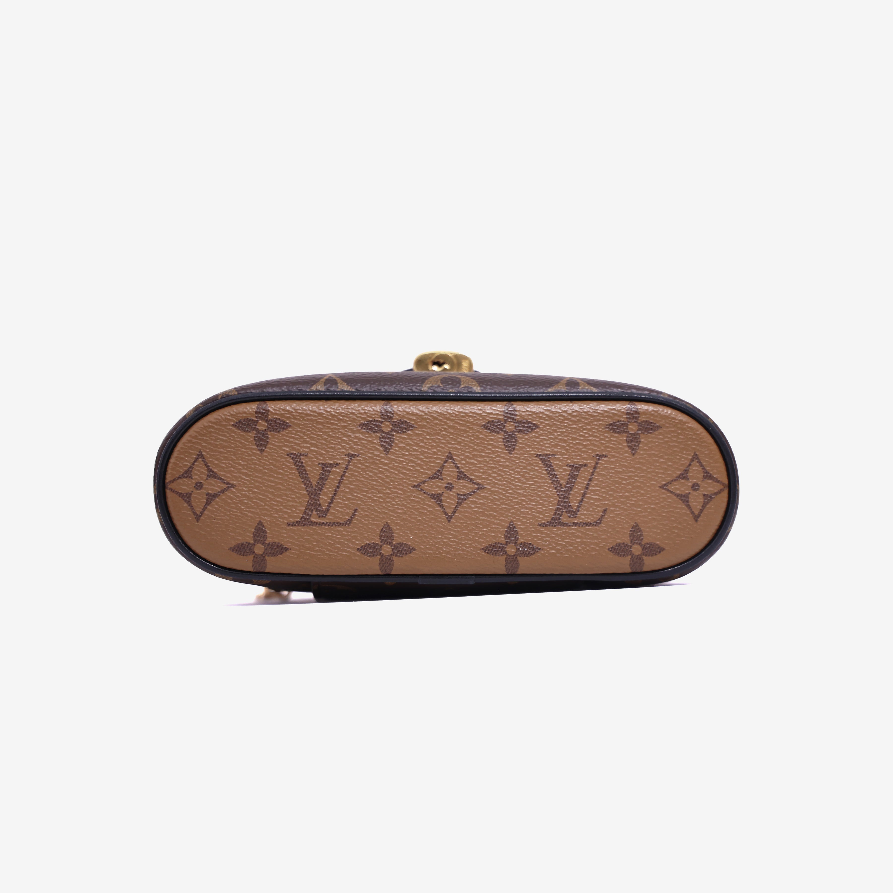 Louis Vuitton Vanity Chaine Pouch Bag in Brown Monogram Reverse Canvas with Gold Hardware bottom view