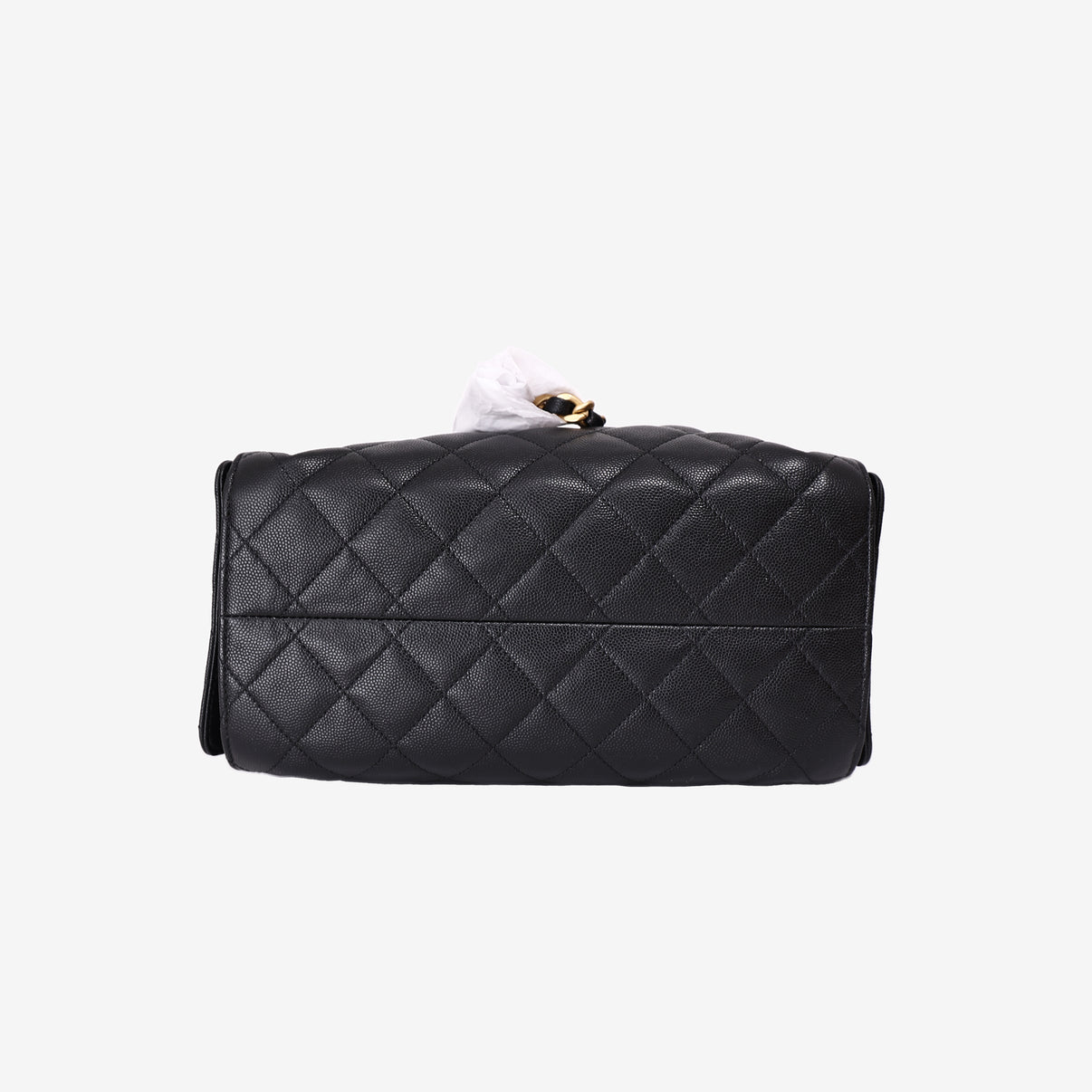 Chanel 25 Small in Black Caviar Leather with Gold Hardware bottom view