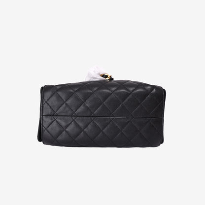 Chanel 25 Small in Black Caviar Leather with Gold Hardware bottom view