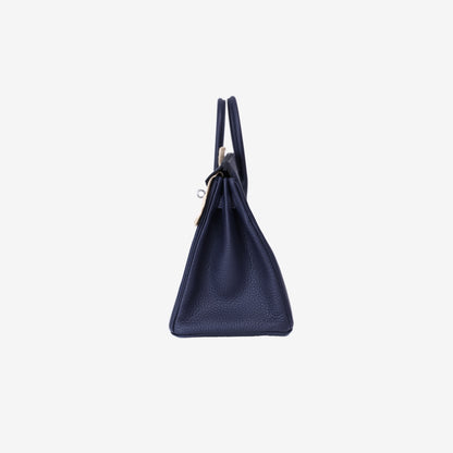 Hermès Birkin 25 in Bleu Nuit Togo Leather with Palladium Hardware side view