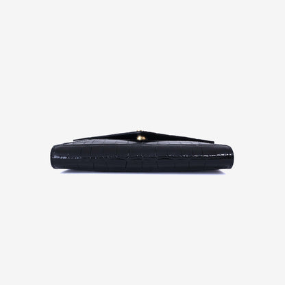 Chanel SS26 Clutch with Chain with Black Crocodile-Embossed Calfskin Leather with Gold Hardware bottom view