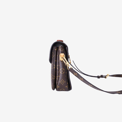 Louis Vuitton Pochette Métis Satchel Bag in Monogram Coated Canvas/Natural Cowhide Leather with Gold Hardware