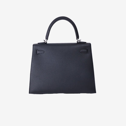 Hermès Kelly 25 in Noir Epsom Leather with Palladium-Plated Hardware