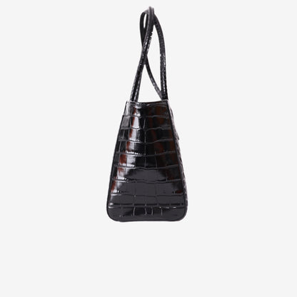 Chanel 26S Crocodile-Embossed Shopping Tote in Black Calfskin with Gold Hardware (Contact to Enquire)