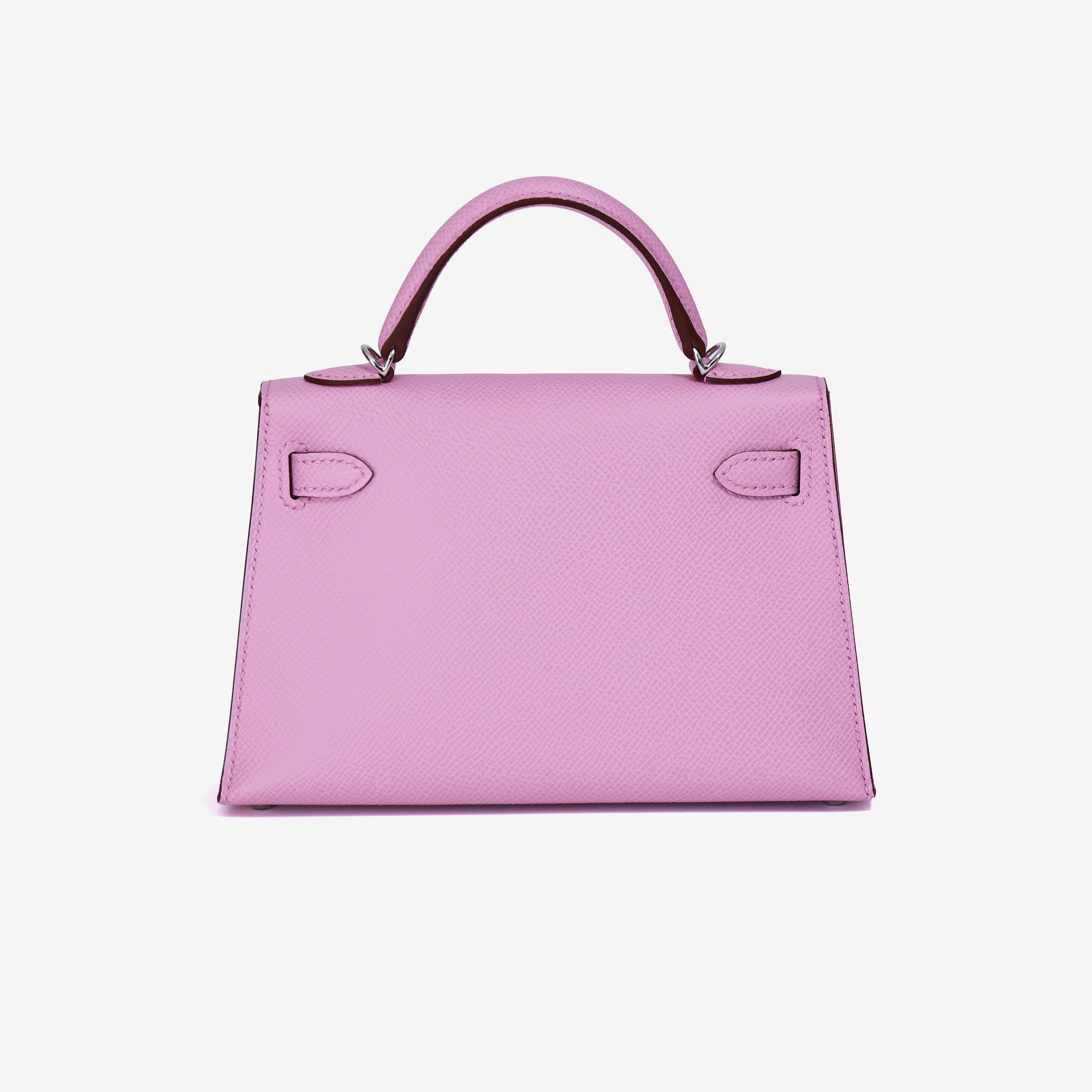 Hermès Mini Kelly 20 in Mauve Sylvestre Epsom Leather with Palladium Hardware back view