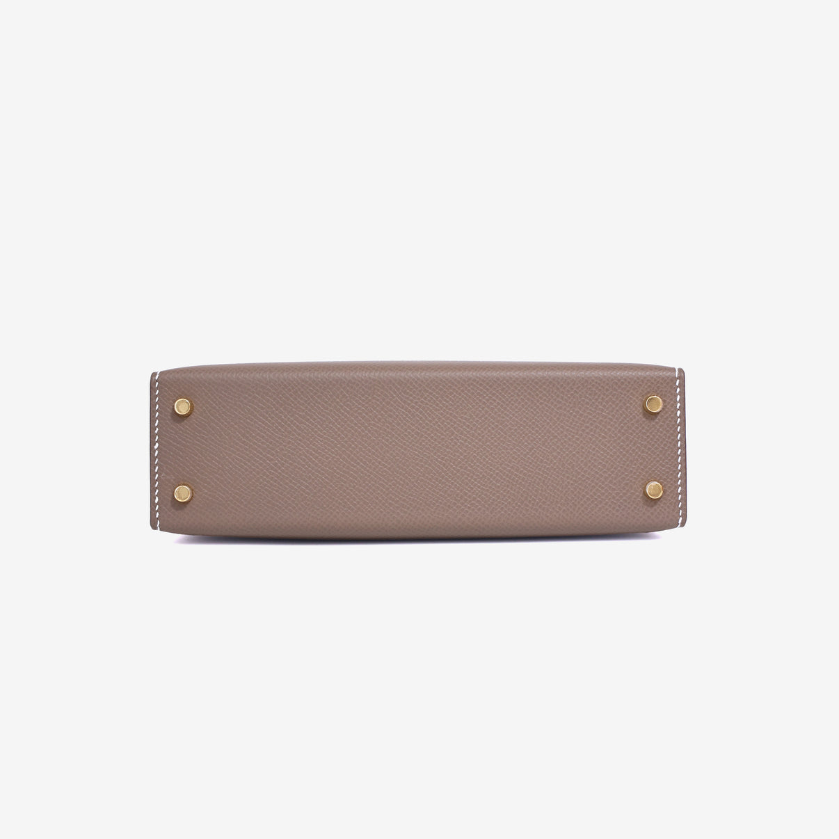 Hermès Mini Kelly 20 in Etoupe Epsom Leather in Gold Hardware bottom view