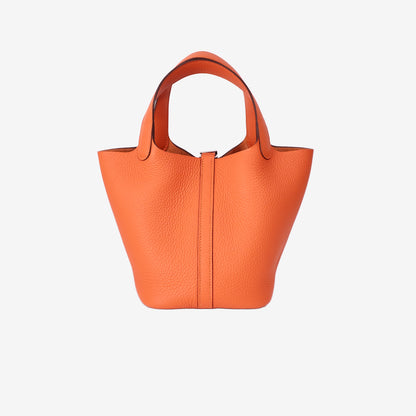 Hermès Picotin Lock 18 in Orange Clemence Leather with Palladium Hardware