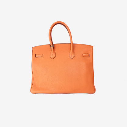 Hermès Birkin 35 in Orange Togo Leather with Palladium Hardware back view