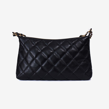 Chanel Matelassé Small Hobo Shoulder Bagin Black Lambskin Leather with Gold Hardware back view